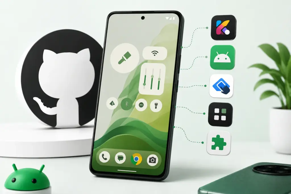 apps de github para personalizar android conectadas a un teléfono con ajustes rápidos personalizados